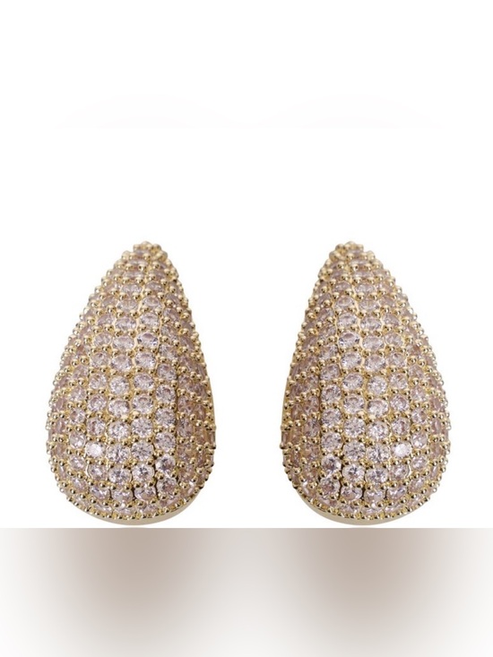 Sunaina Jewelry - 14kt Gold Plated Cubic Zirconia Pave Teardrop Earrings
